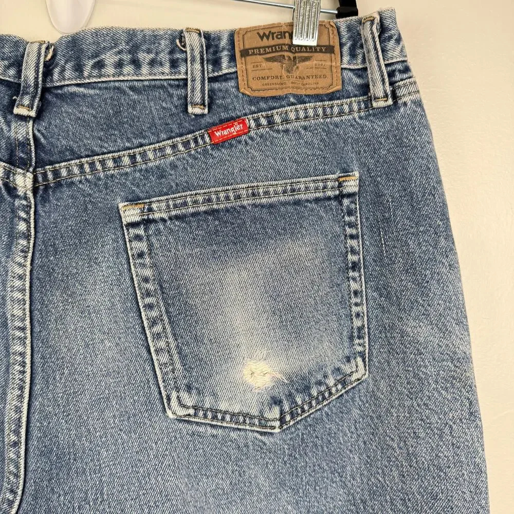 Wrangler Regular Fit Jeans 42x30 Made in Mexico Vintage Y2K Faded Wash